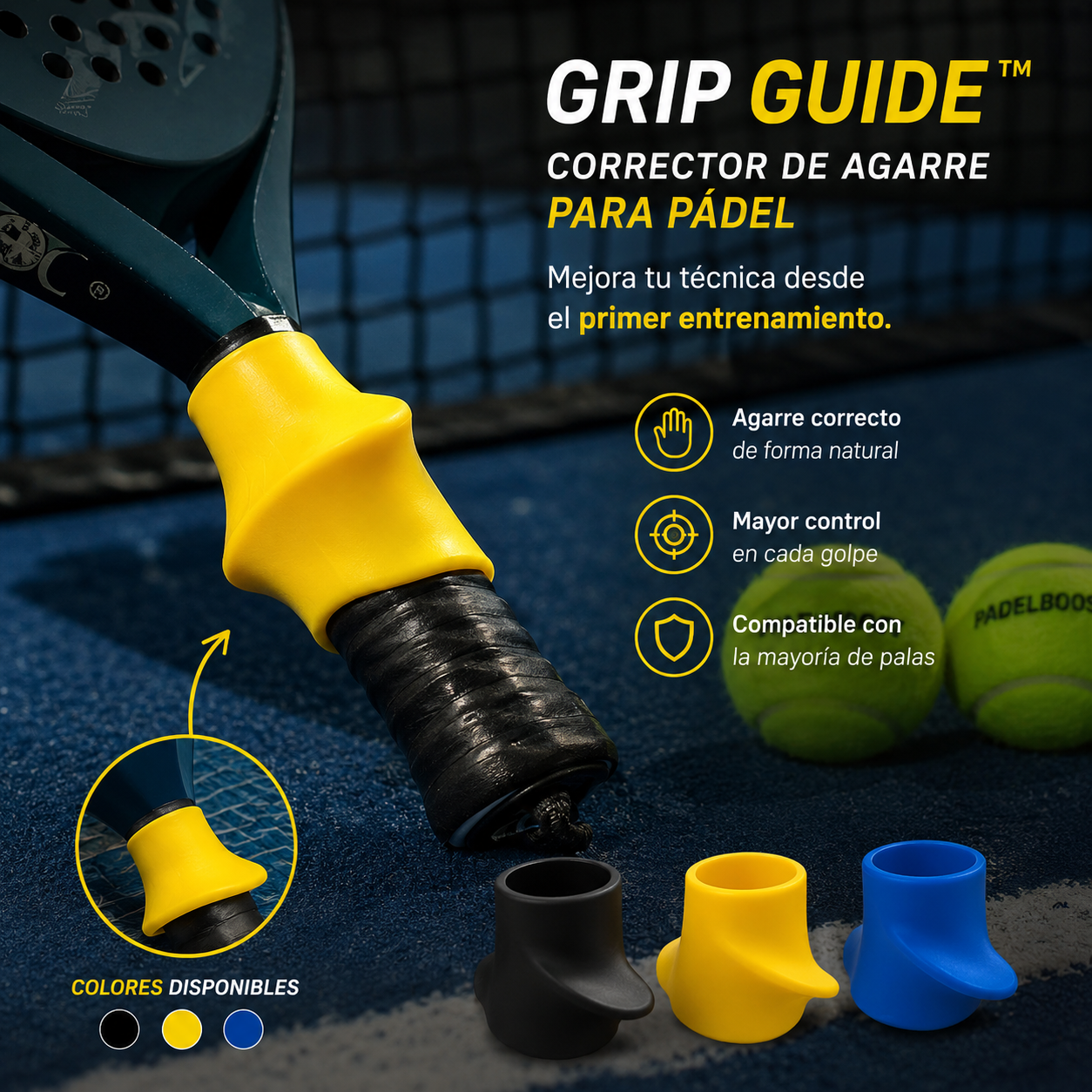 Grip Guide™ – Corrector de Agarre para Pádel